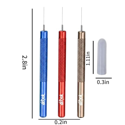 3 Pcs 2.95" Mini Precision Hobby Tool Set - Red Gold Blue Aluminum Alloy Glue Applicator Needles for Adhesive Dispensing Model Building Polymer Clay Sculpture