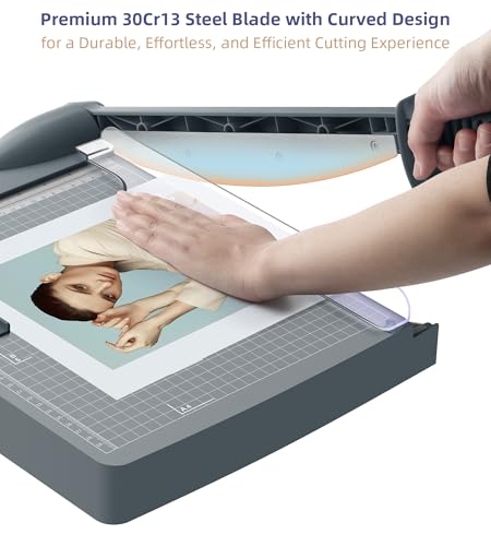 Firbon 12 Inch Guillotine Paper Cutter, Heavy-Duty Paper Trimmers, Gray - color: Gray