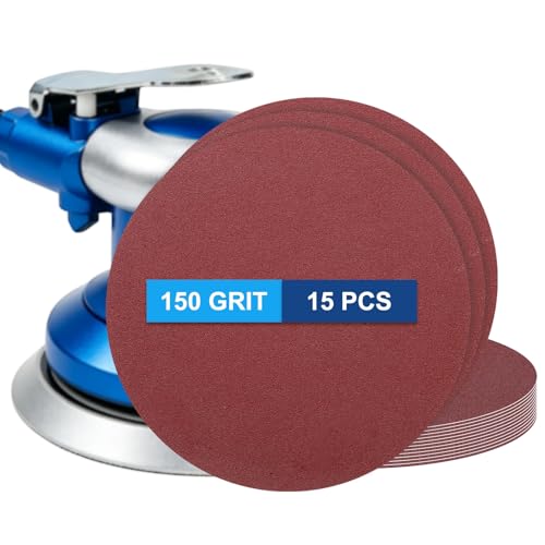 15 Pack 5 Inch PSA Sanding Discs 150 Grit Aluminum Oxide Red - size: 150 grit