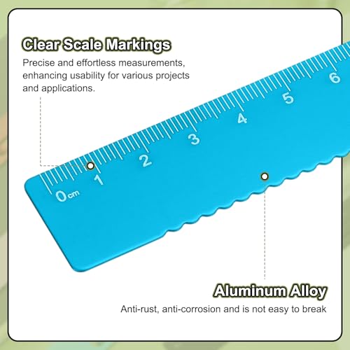 HARFINGTON 2pcs Straight Ruler 15cm Metric Metal Aluminum Alloy Measuring Bookmark Clip Ruler Scale Tool for Measure Study Reading Classroom Office, Blue - color: Deep Blue, size: 15cm