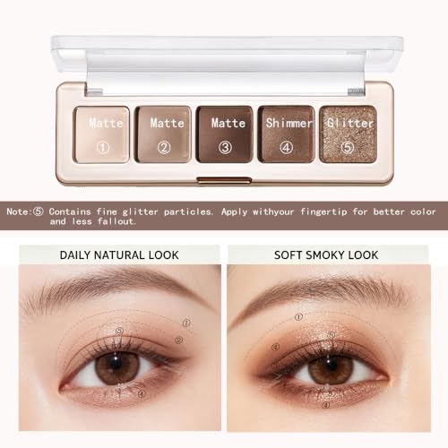 Neutral Nude Matte & Shimmer Eyeshadow Palette – Pink, Cocoa Brown & Champagne Gold Shades, Warm Nude Glitter Eye Shadow Contour Palette for Mature Women, Blue Green Eyes & Daily Natural Makeup - color: A03