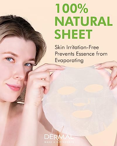 DERMAL Cucumber Collagen Cooling Sheet Mask, Soothing Hydration, 10 Pack - color: Cucumber