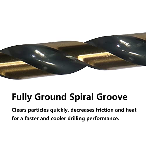 12PCS 17/64" HSS Black Gold Twist Drill Bits Set, 135 Degree Split Point, Jobber Metal Drill Bit, General Purpose for Use in Mild Steel, Copper, Aluminum, Zinc Alloy, Wood, and Plastic - size: 17/64"(12PCS)