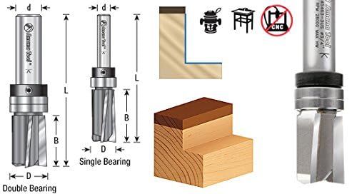 Amana Tool - 45460-3TS Carbide Tipped Flush Trim Plunge Template 1/2 Dia x 1" 4 Sh - size: 45460-3TS