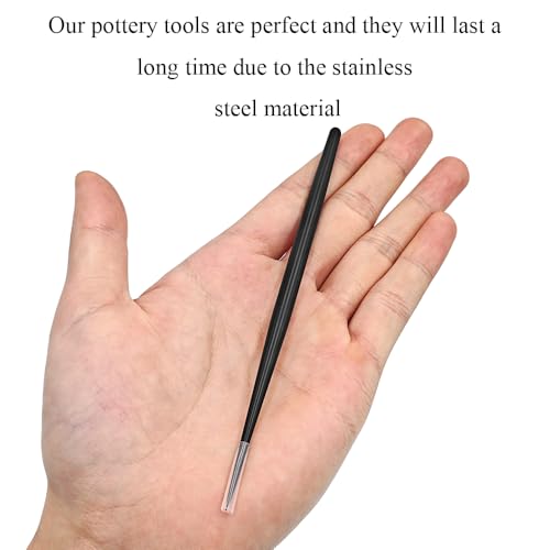 1 PCS Clay Needle Tools Sculpting Ceramics Modeling Carving Tools for Model Clay Supplies, Stainless Steel Ceramic & Pottery Stylus Tool 5.9 Inch Texture Needle Pottery Scoring Tool, Black, LXLVOUEG - color: black, size: 5.9x0.26Inch-1P
