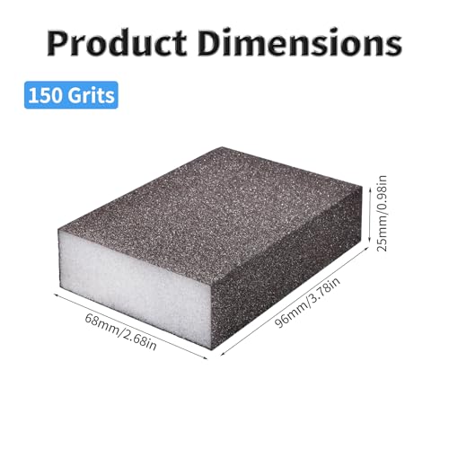 6 Pcs Sanding Sponge, 120-180 Grit, Wet Dry, Four Sided, Gray - size: Medium #120-180