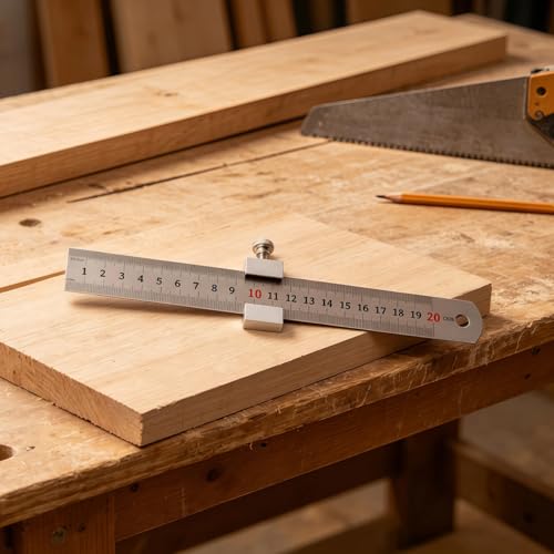 1 PCS Aluminum Alloy Carpenter's Ruler Stoppers Steel Ruler Measuring - color: Silver, size: 20cm