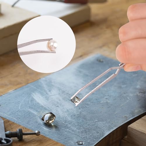 WANDIC 6 Pcs Cross Locking Tweezers, Bent Reverse Action Stainless Steel Tweezers for Electronics Laboratory Jewelry Craft
