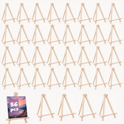 36 Pack 9 Inch Wood Tripod Easel Stand for Painting Canvases