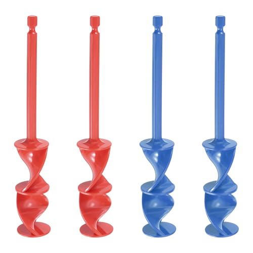 MECCANIXITY 4 Pcs Drill Paint Mixer Epoxy Resin Mixer Helix Reusable Silicone Paint Stirrer Attachment for Power Tool Drills Mixing Resin Pigment Epoxy Silicone(Red/Blue) - color: Red/Blue