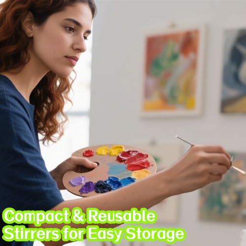 ThFmlva 6Pcs Paint Stir Sticks Professional Metal Stirrers for Hobby Paint Bulk Silver Stick Mixers for Art and Crafting Projects