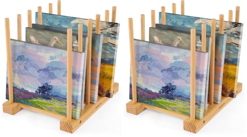 VISWIN Tabletop Art Storage Rack - Wooden Drying & Display Rack with Adjustable Slots for Organizing Canvas, Prints, Artwork, Panels, and Posters - Ideal Organizer for Studios & Galleries (Pack of 2) - size: Desktop Art Rack (Pack of 2)