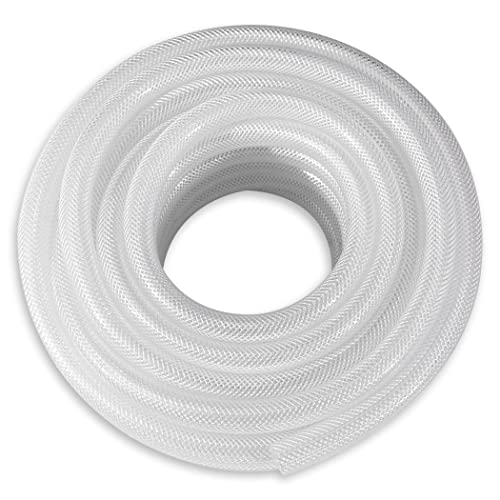 DAVCO 1/4" ID × 25 ft Heavy Duty Braided Clear Plastic Vinyl Tubing Hose - size: 1/4"ID, style: 25 Feet