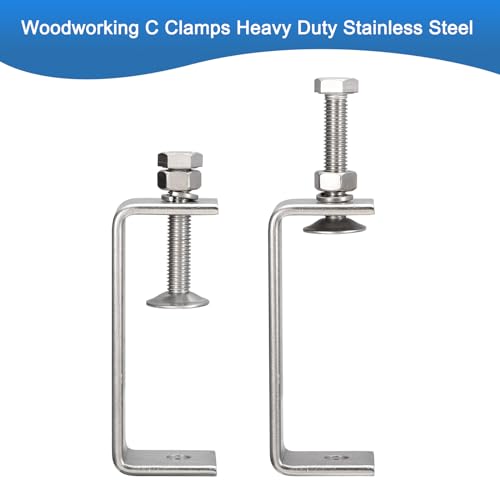 2 Pack 304 Stainless Steel C Clamps with 100mm/3.94" Stable Wide Jaw Opening Tiger Clamp for Woodworking Welding Construction Household Mount - size: 100mm/3.94"