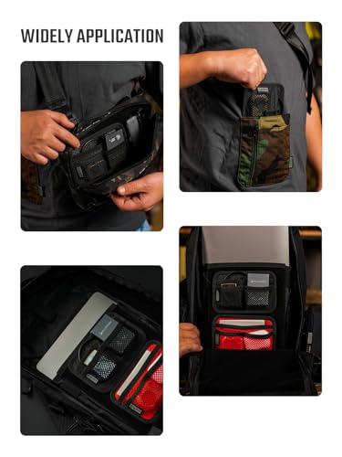 TACTICAL_GEEK TCM3 Mini EDC Organizer Board, Backpack Accessories with Open Pocket & Mesh Pocket, Utility Admin Bag Insert Panel Hook and Loop Modular Organizer for Daily Carry(Black) - color: TCM3-Black