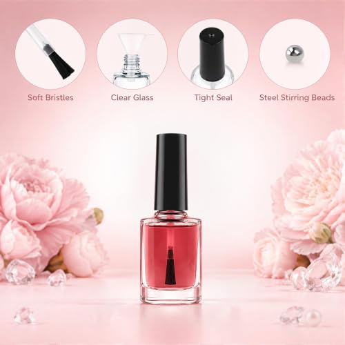 4 Pcs 15ml Empty Nail Polish Bottles with Brush, Mixing Balls & Funnel