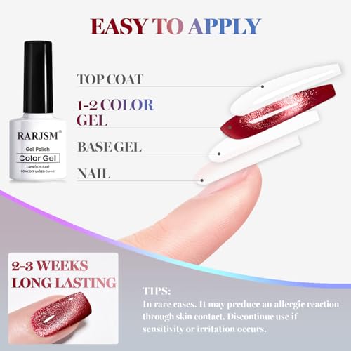 RARJSM Diamond Glitter Cat Eye Gel Polish Set 6 Pcs Sparkle Black Silver Red Blue Brown Nude Color Velvet Ice Jelly Glass Milky Way Cateye Gelpolish with Magnet Stick Curing Requires Home Manicure - color: Milkyway Diamond Cat Eye Set