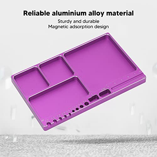 Magnetic Screw Tray, Anti Loss Parts Organizer with Magnetic Pads (Purple) - color: Purple