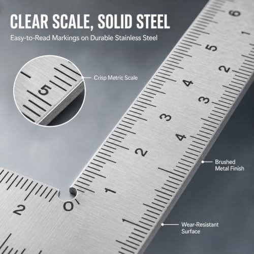 Stainless Steel L - Shaped Woodworking Ruler - Double - Sided Precision Scale