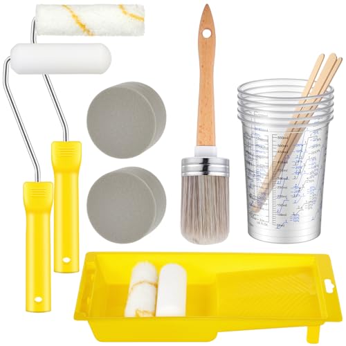 LemonRoad 18 Pcs Paint Brush and Roller Set, 4 Inch, Combo Brush Set - size: 4 Inch, style: Combo Brush Set
