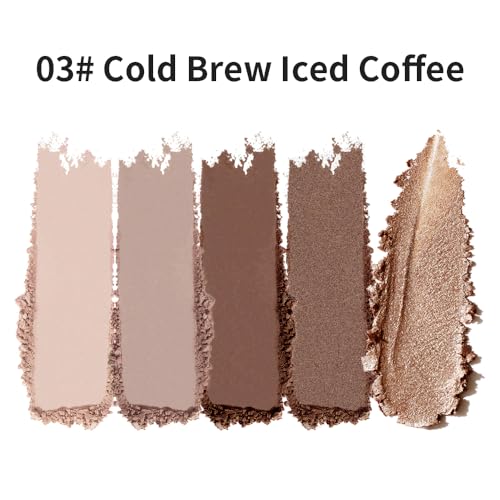 Neutral Nude Matte & Shimmer Eyeshadow Palette – Pink, Cocoa Brown & Champagne Gold Shades, Warm Nude Glitter Eye Shadow Contour Palette for Mature Women, Blue Green Eyes & Daily Natural Makeup - color: A03