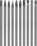 Carbide Burr Set Long Shank (10Pcs, 1/4) - size: 1/4 in, style: 10Pcs