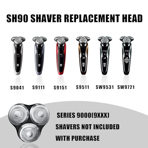 SH90 Replacement Rotary Heads Compatible with Philips Norelco Shavers - color: Silver-2