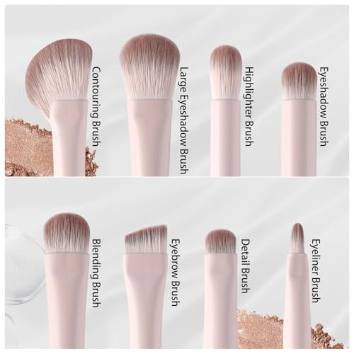 Eyeshadow Brush Set,8 Pcs Professional Eye Makeup Brushes With Soft Hairs & Wood Handle For Liquid,Cream,Powder Eyeshodow Concealer Eyebrows Eyeliner - color: Pink