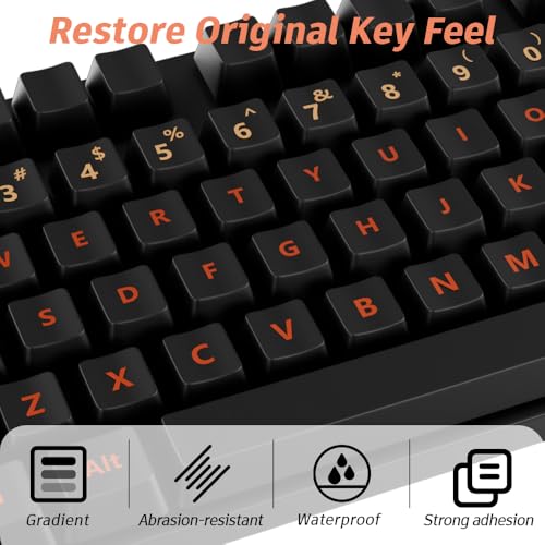 ProElife Gradient Keyboard Letter Stickers with Tweezer, Short, Orange - color: Ombre Orange