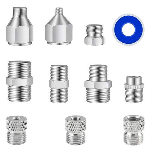 HUBEST 11pc Airbrush Adapter Kit, 1/8" 1/4" BSP for Badger Paasche Aztec - size: KIT 2