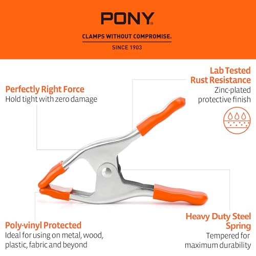 PONY 6" Heavy Duty Metal Spring Clamps with Protective Tips, 10-Piece - size: 6 Inch 10-Piece