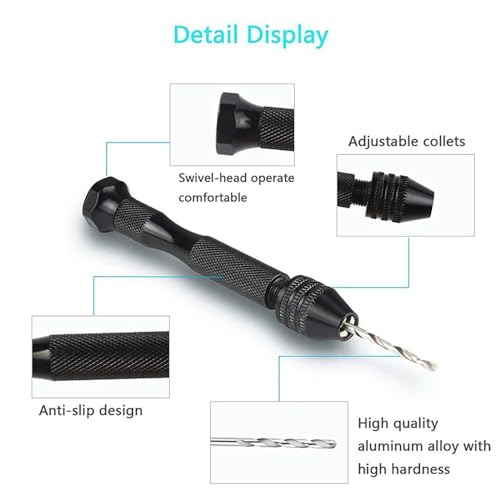 Pin Vise Small Hand Drill 49pcs Hand Drill Bits Set Manual Craft Drill Micro Twist Drill Bits Set Rotary Tools for Wood, Jewelry, Plastic, Resin, Miniature