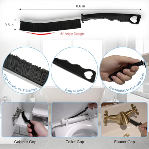 9 Pack Crevice Cleaning Brush Set, Hard Bristle Detail Brush Set for Deep Cleaning Kitchen, Bathroom, Grout, Sink, Bottle, Blender, Corners, Tight Spaces