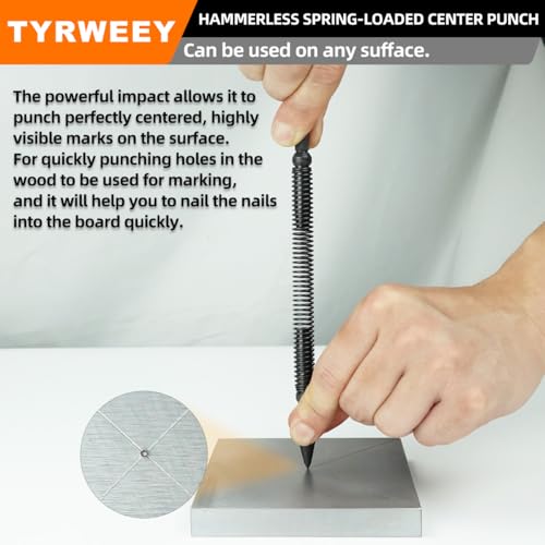 Hammerless Spring Loaded Center Punch Dual Head 1/8-in, 3/16-in - size: 1/8 & 3/16 Center Punch -1pc