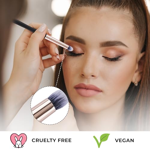 Profusion Cosmetics Small Firm Eyeshadow Brush - Professional Eye Makeup Brush, Eyeshadow Blending Brush-Dense Rounded Hair Bristles and Best for Pigments & Glitter
