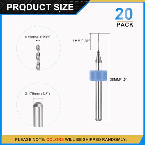 PATIKIL 20 Pack 0.5mm Micro Drill Bits Carbide Tungsten Steel - size: 0.5mm