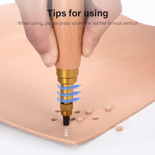 WUTA Adjustable Screw Hole Punch Automatic Interchangeable Heads Hole Punch Tool with 6 Tips Size 1.5mm/2mm/2.5mm/3mm/3.5mm/4mm