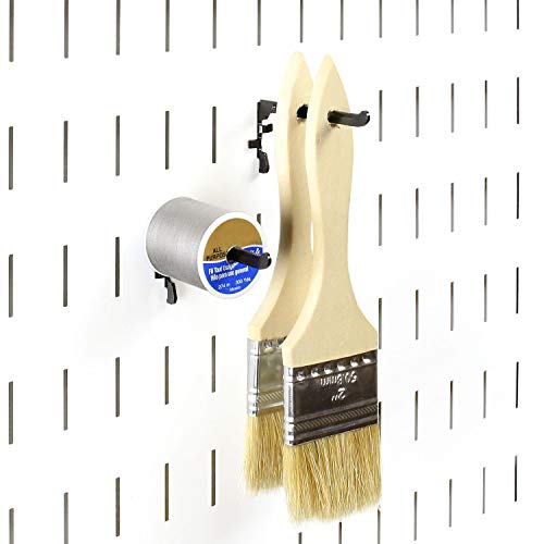 Wall Control Paint Brush Hook and Thread Spool Holder Storage Organizer Pegs Metal Pegboard - (4) Pack of Narrow 3.5-Inch Reach Slotted Peg Hooks for Paint Brushes and Spools (Red) - color: Red