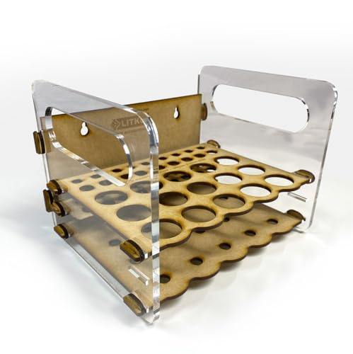 LITKO Mobile Paint Caddy | 15 Bottles + 18 Brushes | 26mm Vallejo Dropper - size: 15 Holes