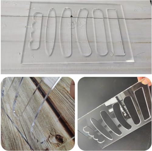 6 in1 Board Handle Router Template for Woodworking 1/4'' Thick DIY Router Template Grab Handle Acrylic Inlay Template Decorative Guide, Transparent