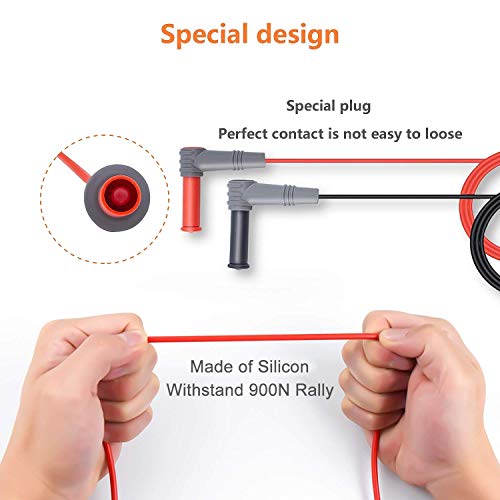 KAIWEETS Soft Silicone Electrician Test Leads Kit CAT III 1000V & CAT IV 600V with Alligator Clips and Needle Probe for Fluke/AstroAI/INNOVA Multimeter Electronic Clamp Meter 9PCS (Pack of 2) - size: 9PCS (Pack of 2)