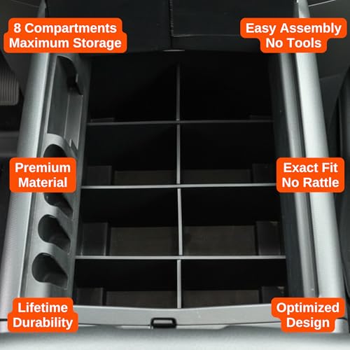 Vehicle OCD - Center Console Organizer for Ford F150 (2004-2014) (Column Shift w/Bucket Seats Only) - Made in USA - SLX104 - size: 2004-2014