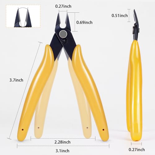 Micro Wire Cutters Pliers, Precision Flush Cutter Tools for Jewelry Making Craft, 5 Inch Small Zip Tie Cutter Nippers for 3d Print, Plastic Models, Jewelry, Electronics, Yellow - color: Yellow