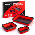 Collapsible Magnetic Parts Tray Set, 3 Different Sizes，Red - color: Red
