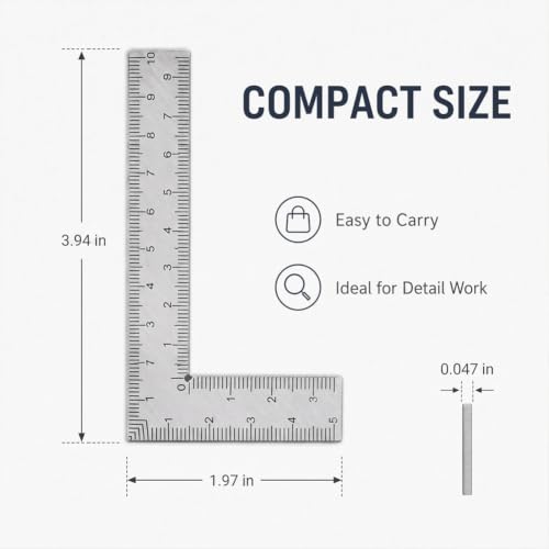 Stainless Steel L - Shaped Woodworking Ruler - Double - Sided Precision Scale