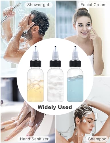 EOSAU 12 Pcs 1oz Clear Plastic Squeeze Bottles for Liquids, Twist Top Cap - color: Clear, size: 1oz 12Pack
