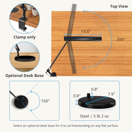 UPLIFTDESK E7 LED Desk Lamp with Clamp - 3 Color Mode Architect Desk Lamp - color: Silver Clamp Only