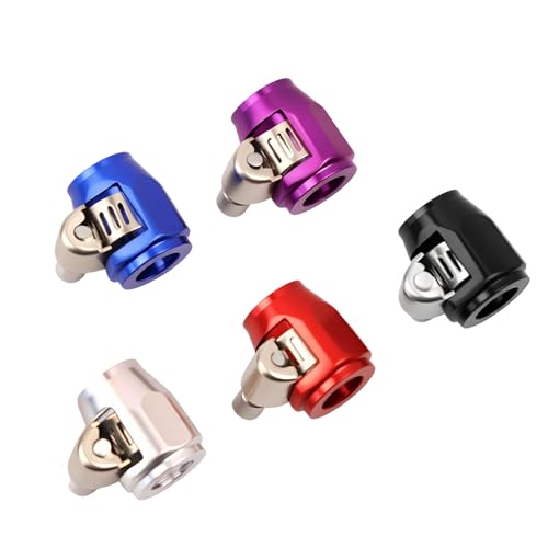 Aluminum Hose End Finisher Clamp, Universal Fit, Red Chrome Finish, 4pcs Set for Stainless Steel and Rubber Hoses, Model (Blue, 6AN) - color: Blue, size: 6AN