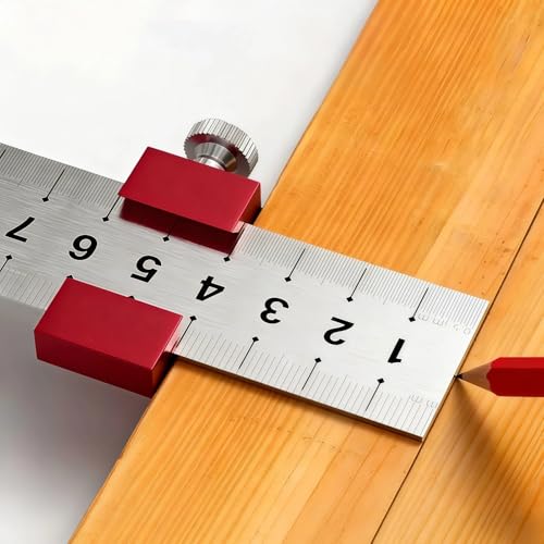 1 PCS Aluminum Alloy Carpenter's Ruler Stoppers Steel Ruler Precision Scribe and Marking Gauge, for Woodworking and Measuring 15CM - color: Red, size: 15cm