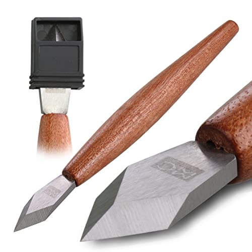 Marking Knife with Plastic Protector, Marking Gauge Woodworking, Premium Woodworking Tool with High Speed Steel Sharp Blade, Beautiful Rose Wood Handle - color: M-nf-1pc